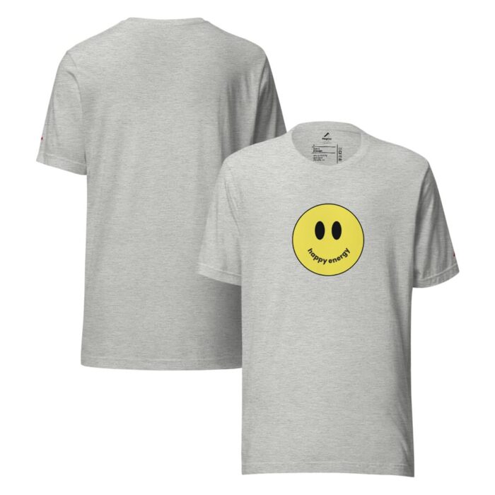 Happy Energy Grey T-Shirt Front and rear