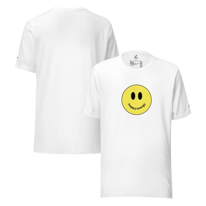 Happy Energy White T-Shirt Front and rear