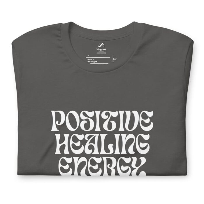 Camiseta Positive Healing Energy Gris Oscuro Doblada