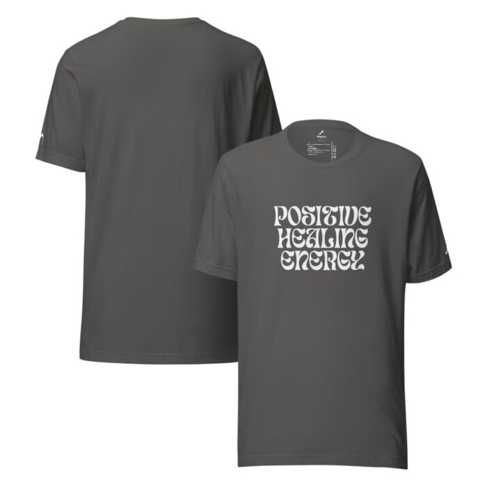 Camiseta Positive Healing Energy Gris Oscuro Delante y Detrás