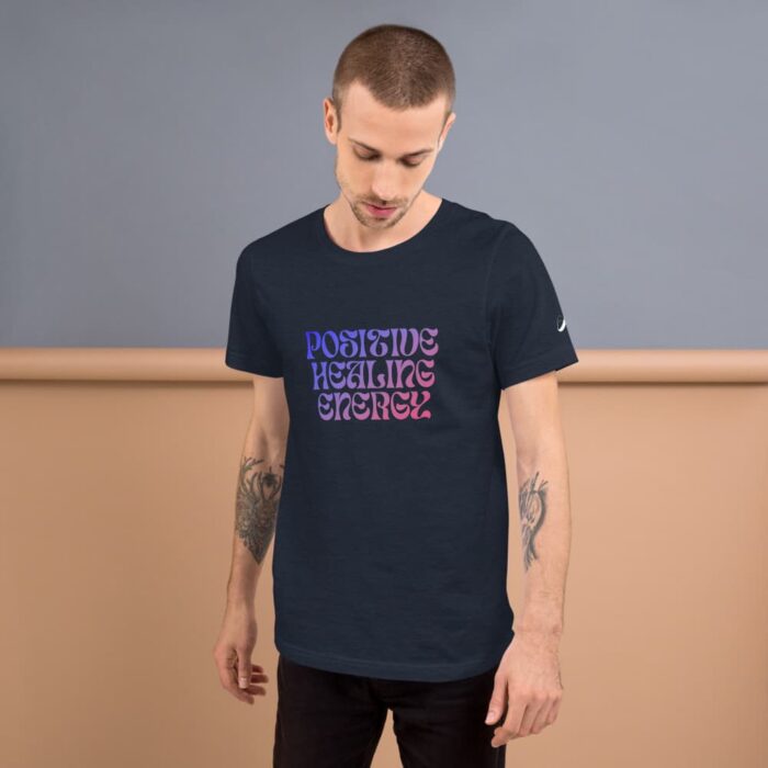 Positive Healing Energy Navy Blue T-Shirt Man 1