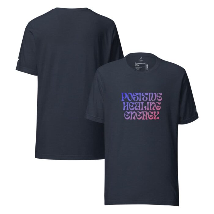 Positive Healing Energy Navy Blue T-Shirt Front and rear